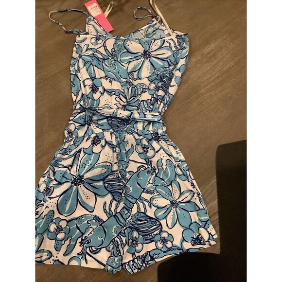 Lilly Pulitzer Deanna Romper Blue Coronado Crab - Picture 9 of 9